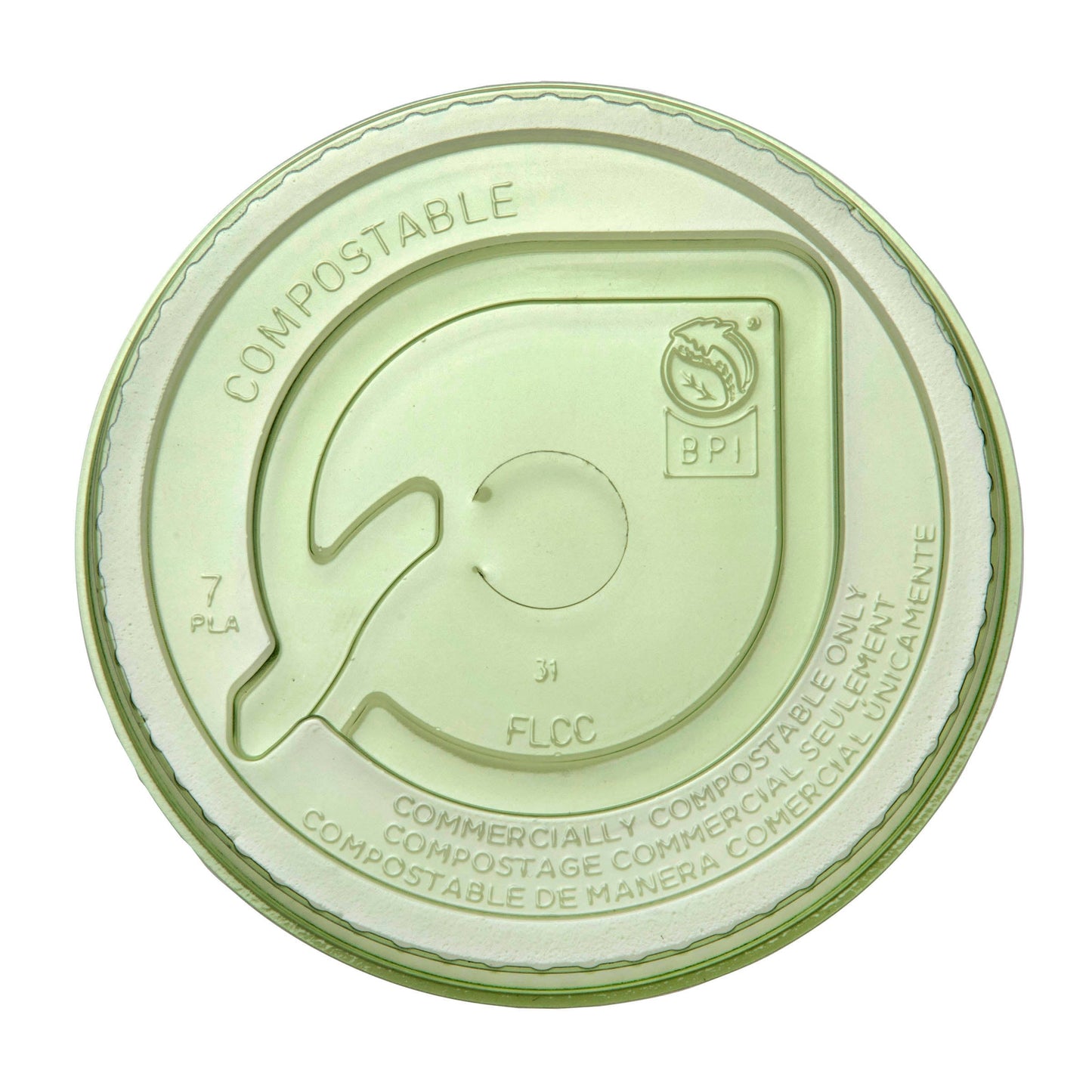 Vegware Veridian™ PLA flat lid, straw-slot 9-20oz green | 96V-Series | 1000/cs