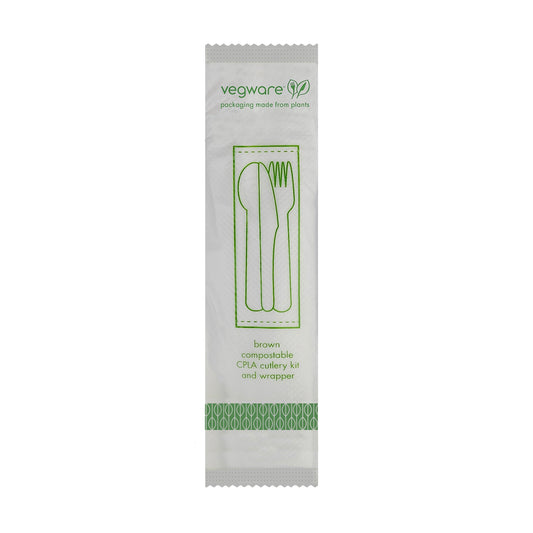 Vegware Veridian™ Compostable CPLA cutlery kit brown | 250/cs