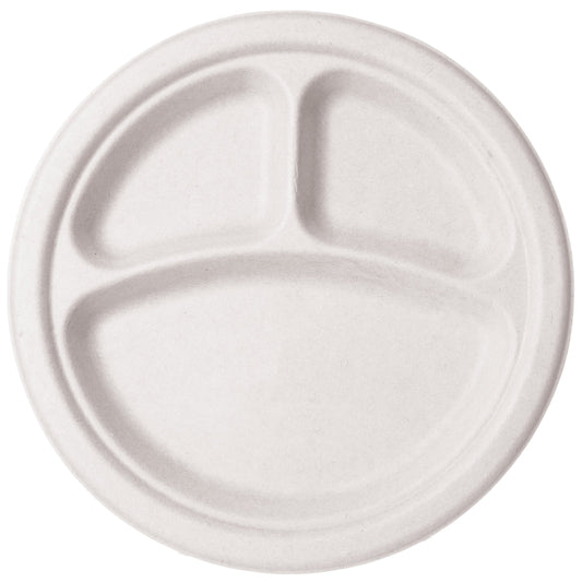 Vegware 10in 3-comp white molded fiber plate | 500/cs