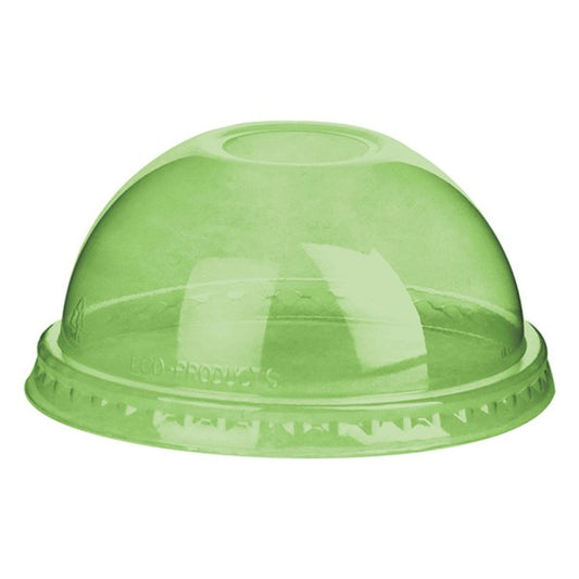 Vegware Veridian™ Renewable & Compostable Cold Cup Dome Lids - 12-20 oz. Green | 96V-Series | 1000/cs